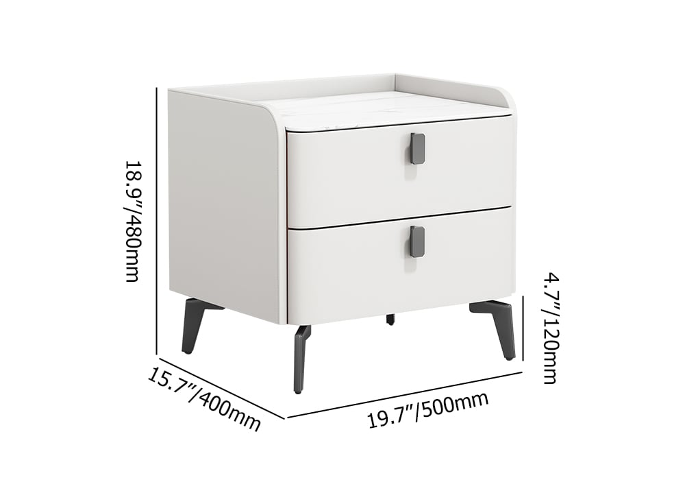 Luxe Marble Top 2-Drawer Bedside Table