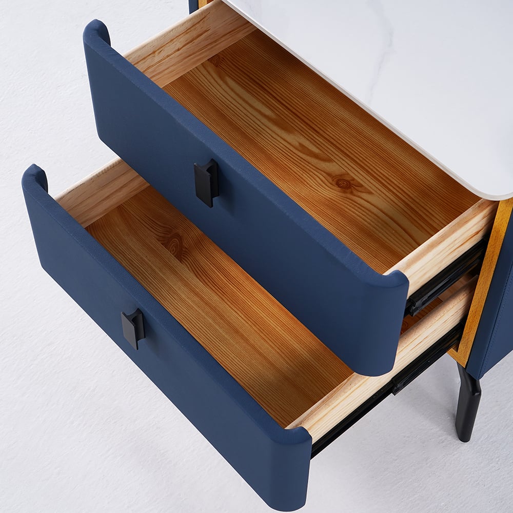 Luxe Marble Top 2-Drawer Bedside Table