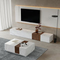 Marble & Walnut TV Console | White & Walnut