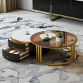 Luxe Marble-Top TV Console – Medium | Black & Gold