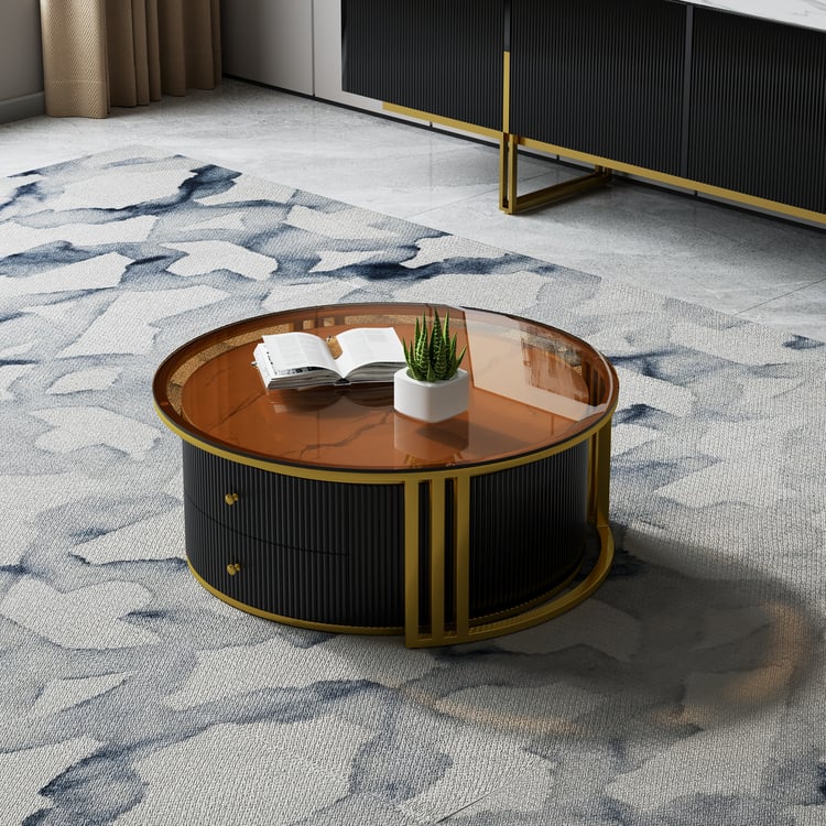 Luxe Nesting Coffee Table Set – Marble, Glass & Gold
