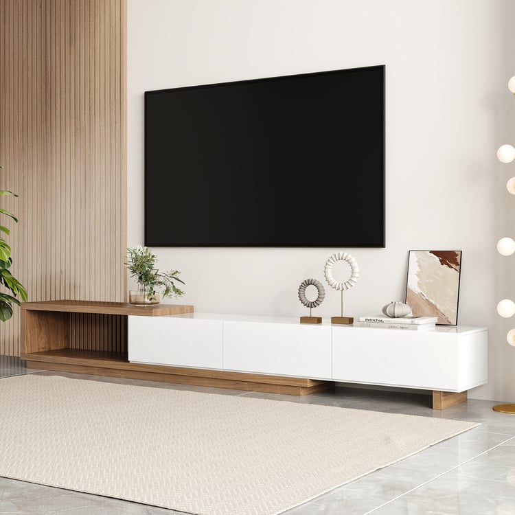 Marble & Walnut TV Console | White & Walnut