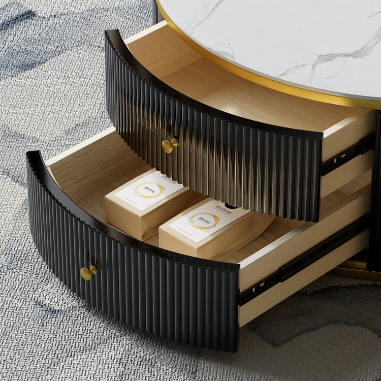 Luxe Nesting Coffee Table Set – Marble, Glass & Gold