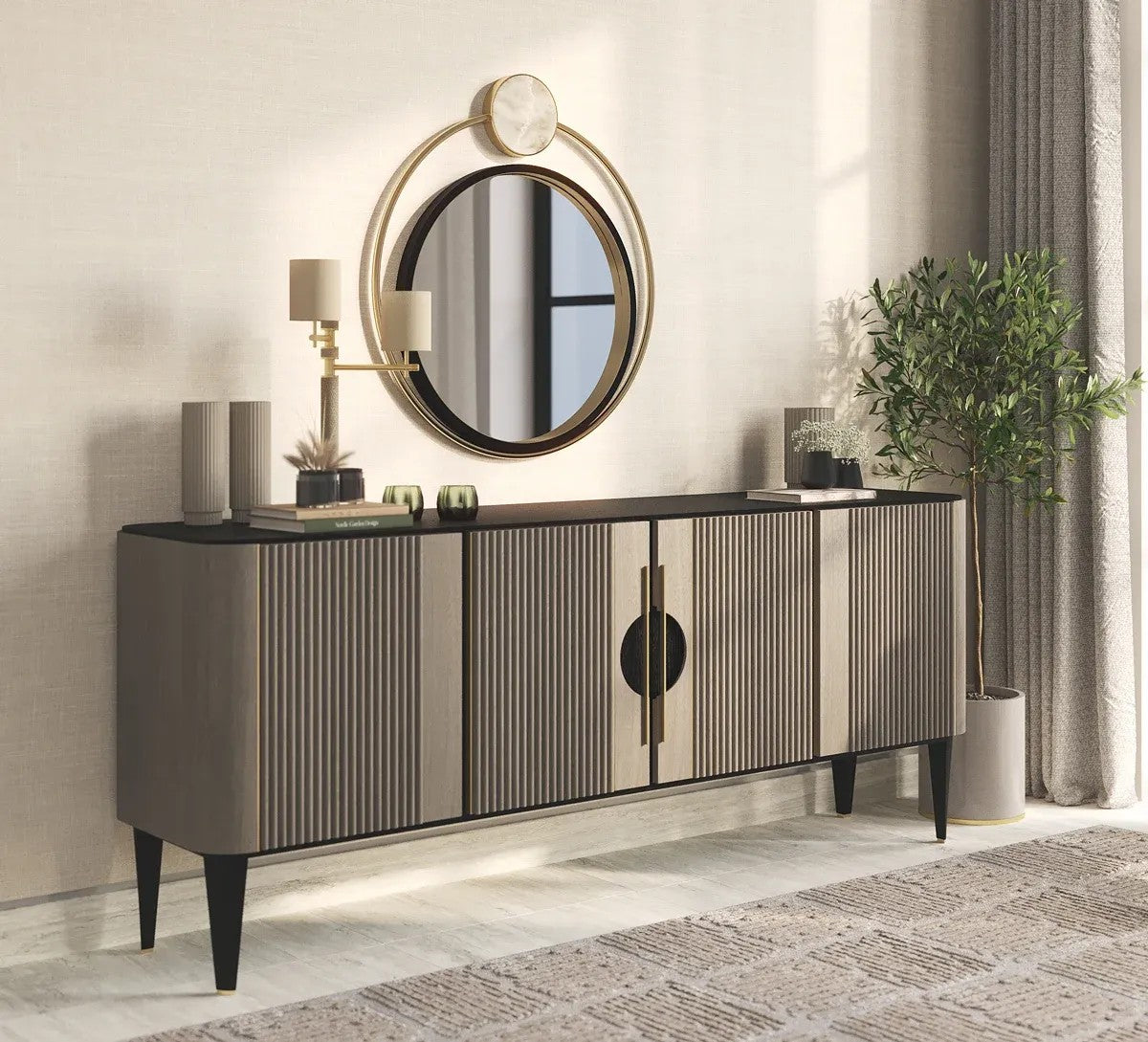 Aurelius 4-Door Ribbed Sideboard