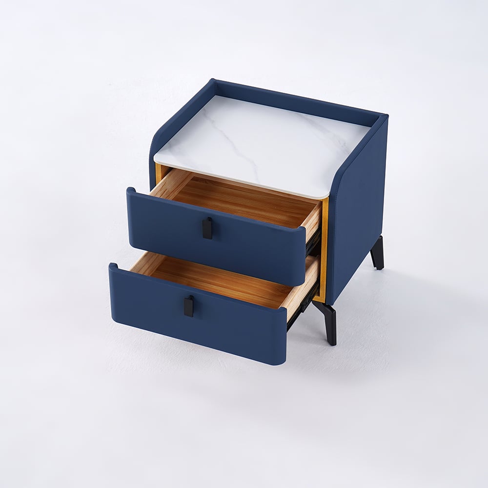 Luxe Marble Top 2-Drawer Bedside Table