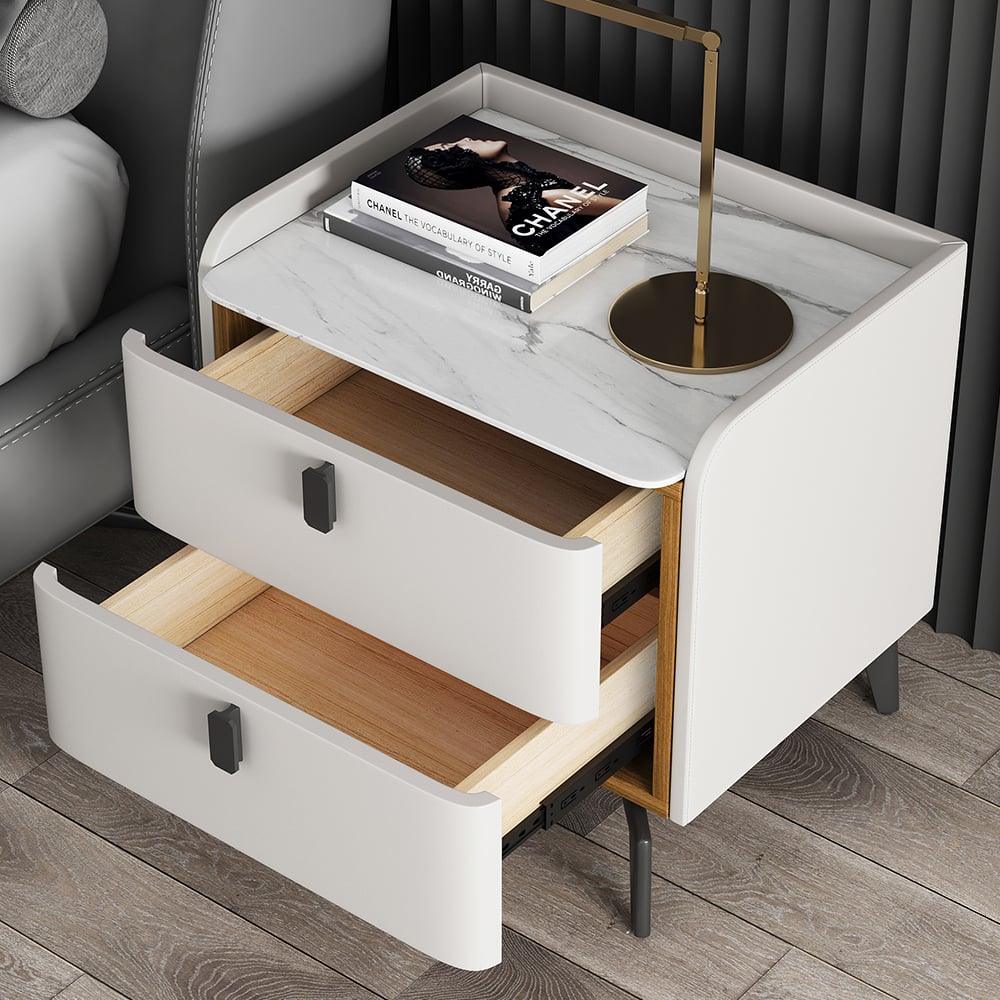 Luxe Marble Top 2-Drawer Bedside Table