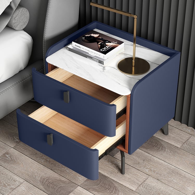 Luxe Marble Top 2-Drawer Bedside Table
