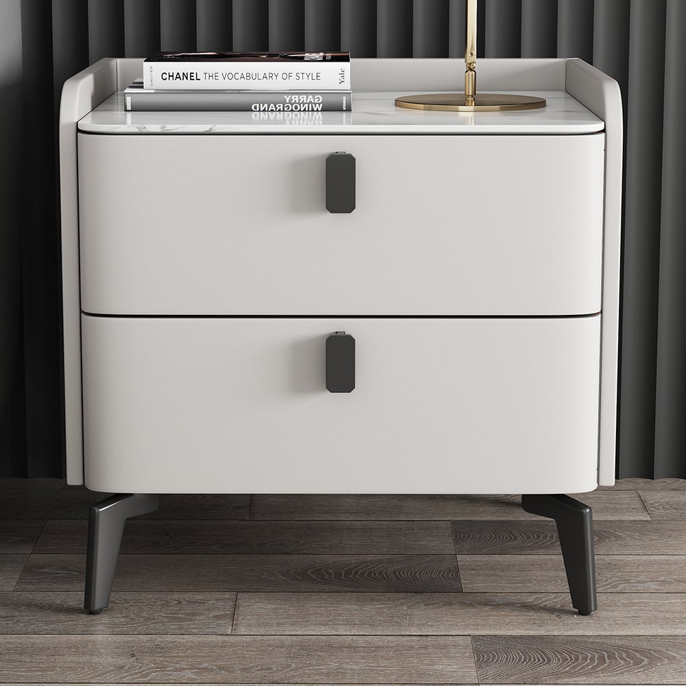 Luxe Marble Top 2-Drawer Bedside Table