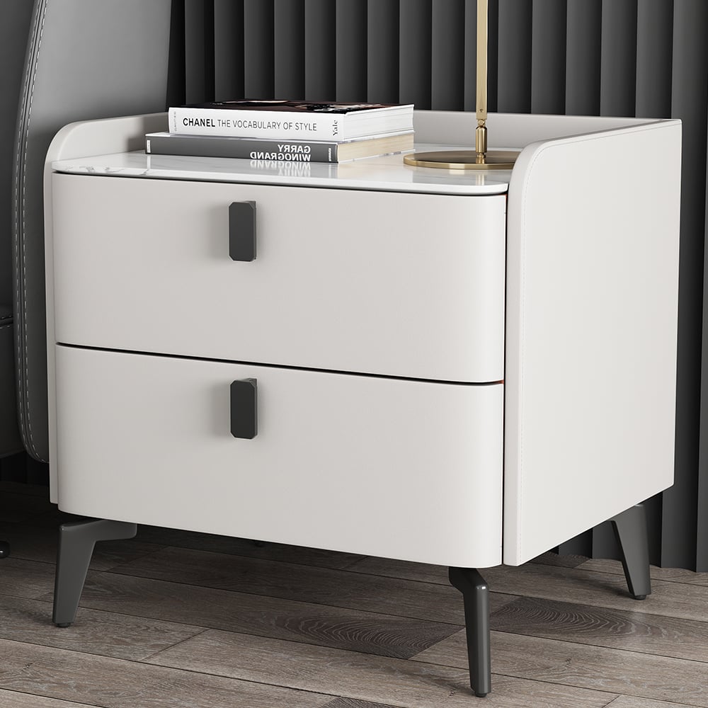 Luxe Marble Top 2-Drawer Bedside Table