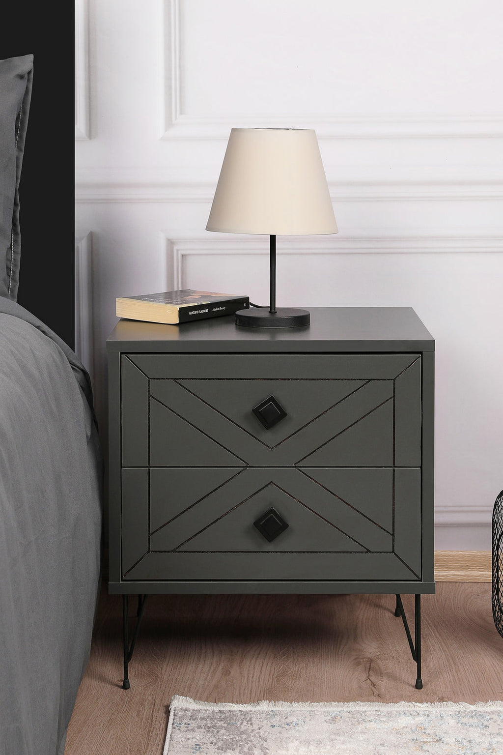 Nordic X-Pattern 2-Drawer Bedside Table