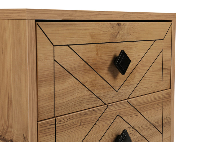 Parquet Geometric Bedside Table
