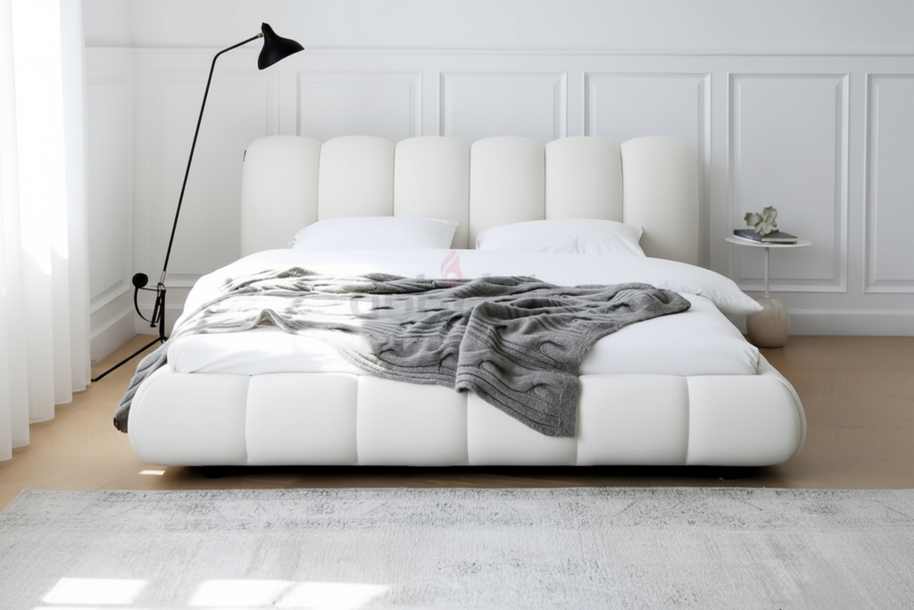 Puffy Channel-Tufted Storage Bed