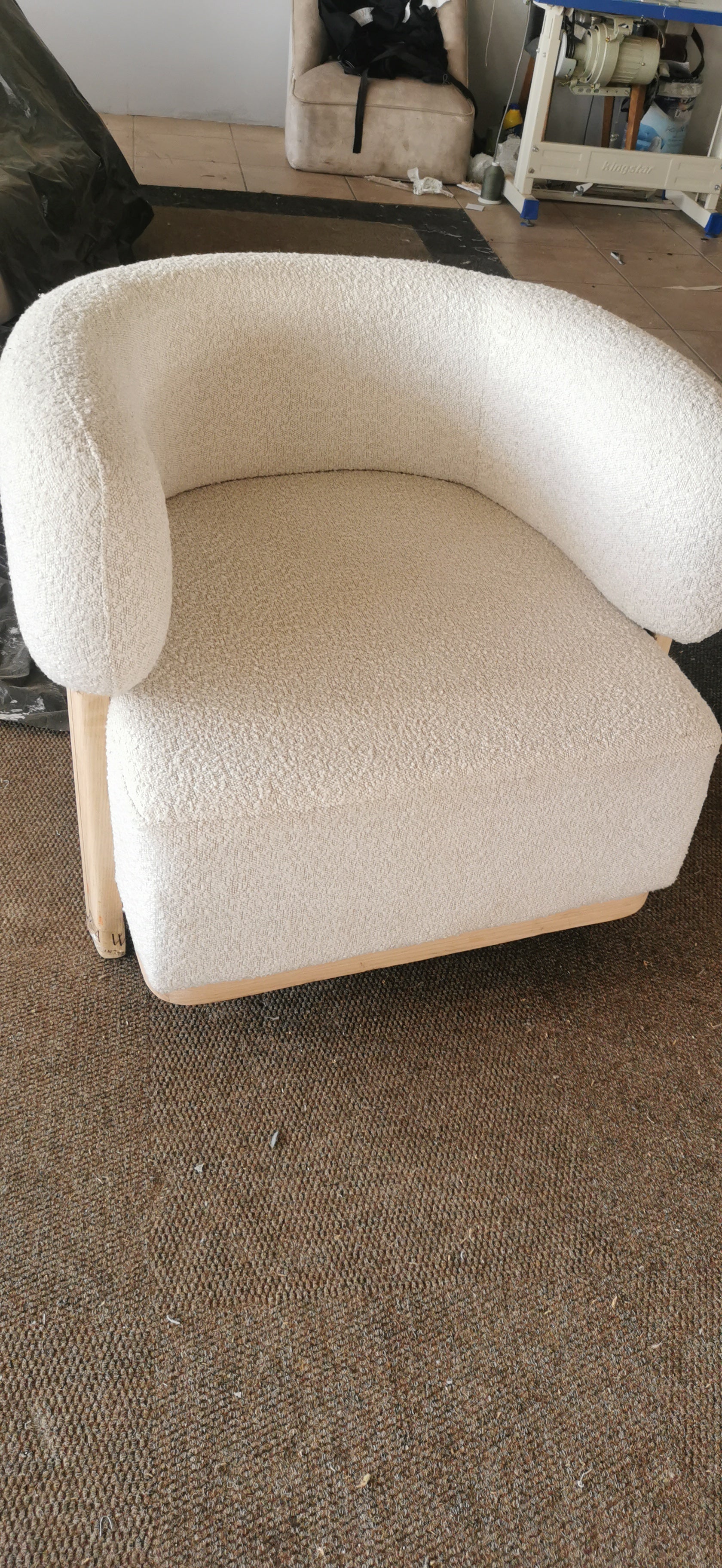 Boucle Barrel Accent Chair