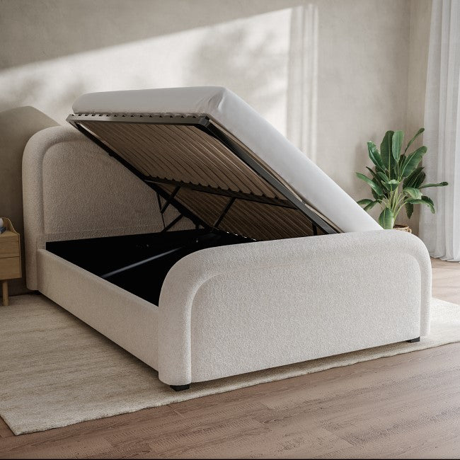Aria Boucle Upholstered Storage Bed