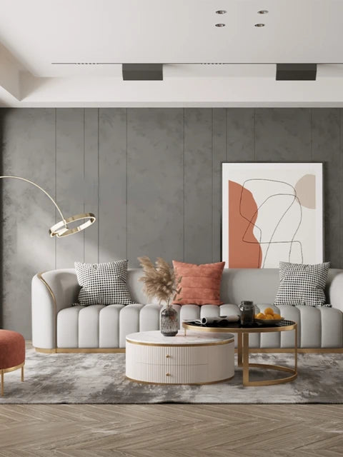 Head Leather Five-Seater Sofa
