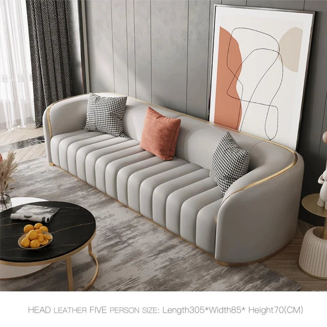 Head Leather Five-Seater Sofa