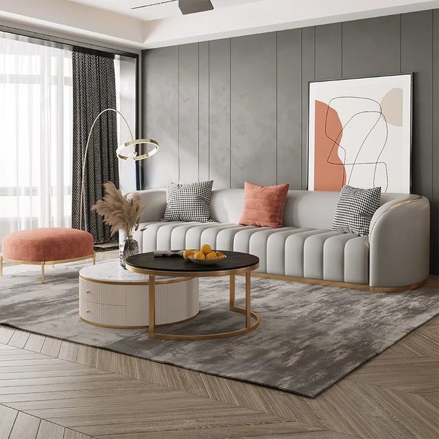 Head Leather Five-Seater Sofa