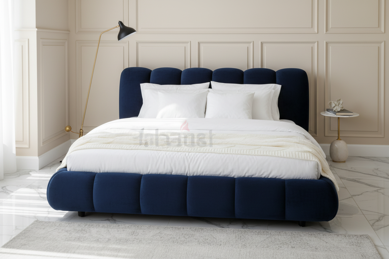Puffy Channel-Tufted Storage Bed