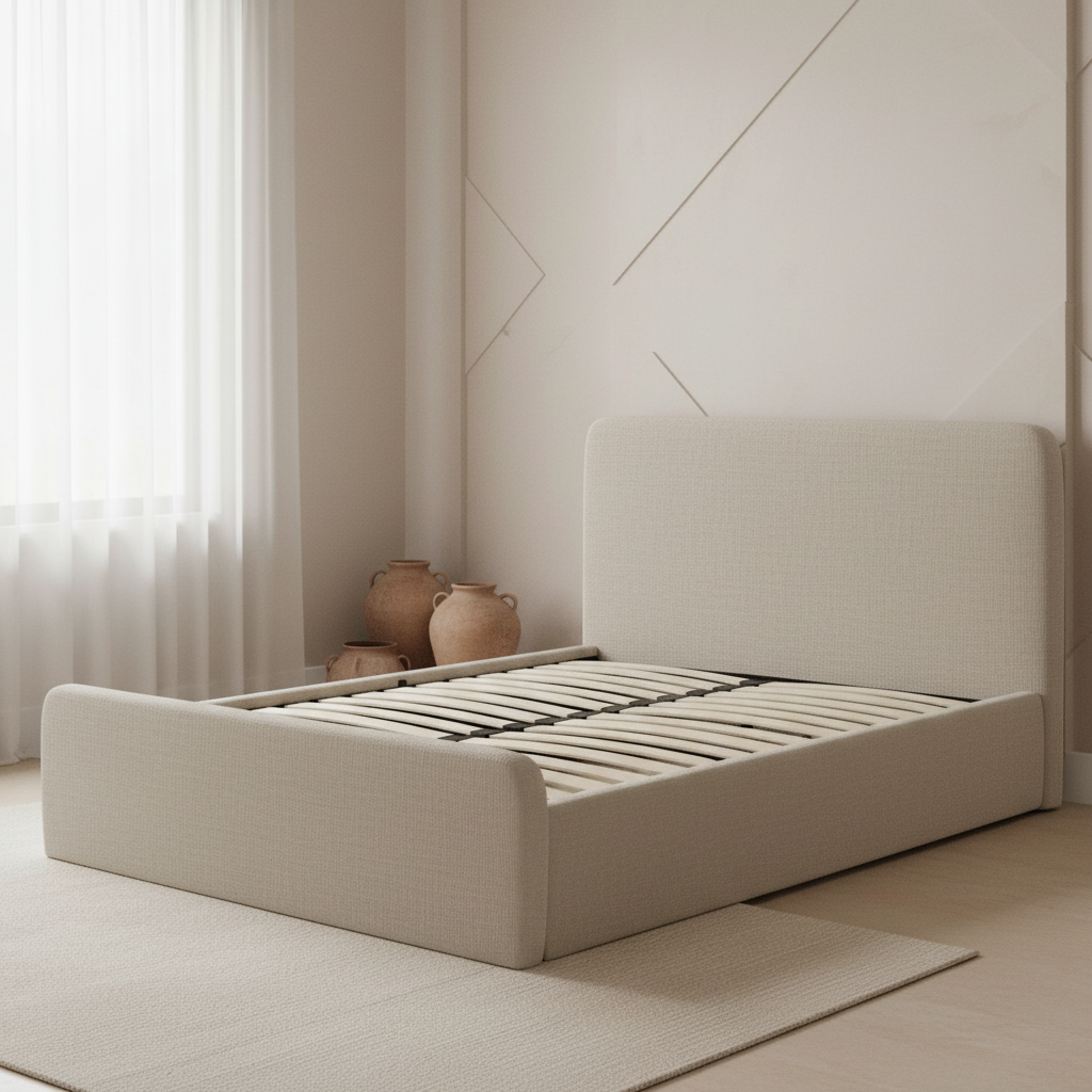 Aria bed in Beige Linen