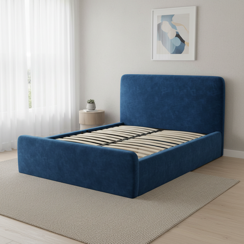 Aria bed in Blue Velvet