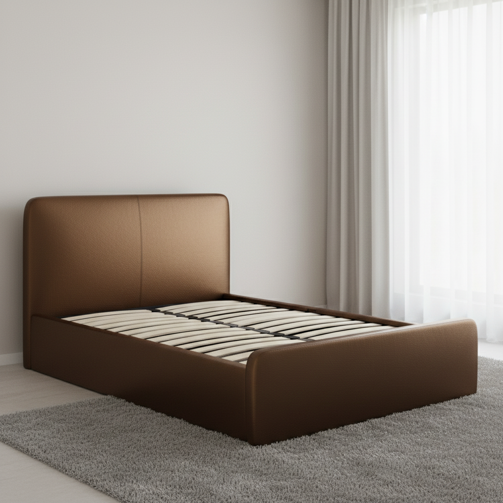Aria bed in Bronze Genuine Leather