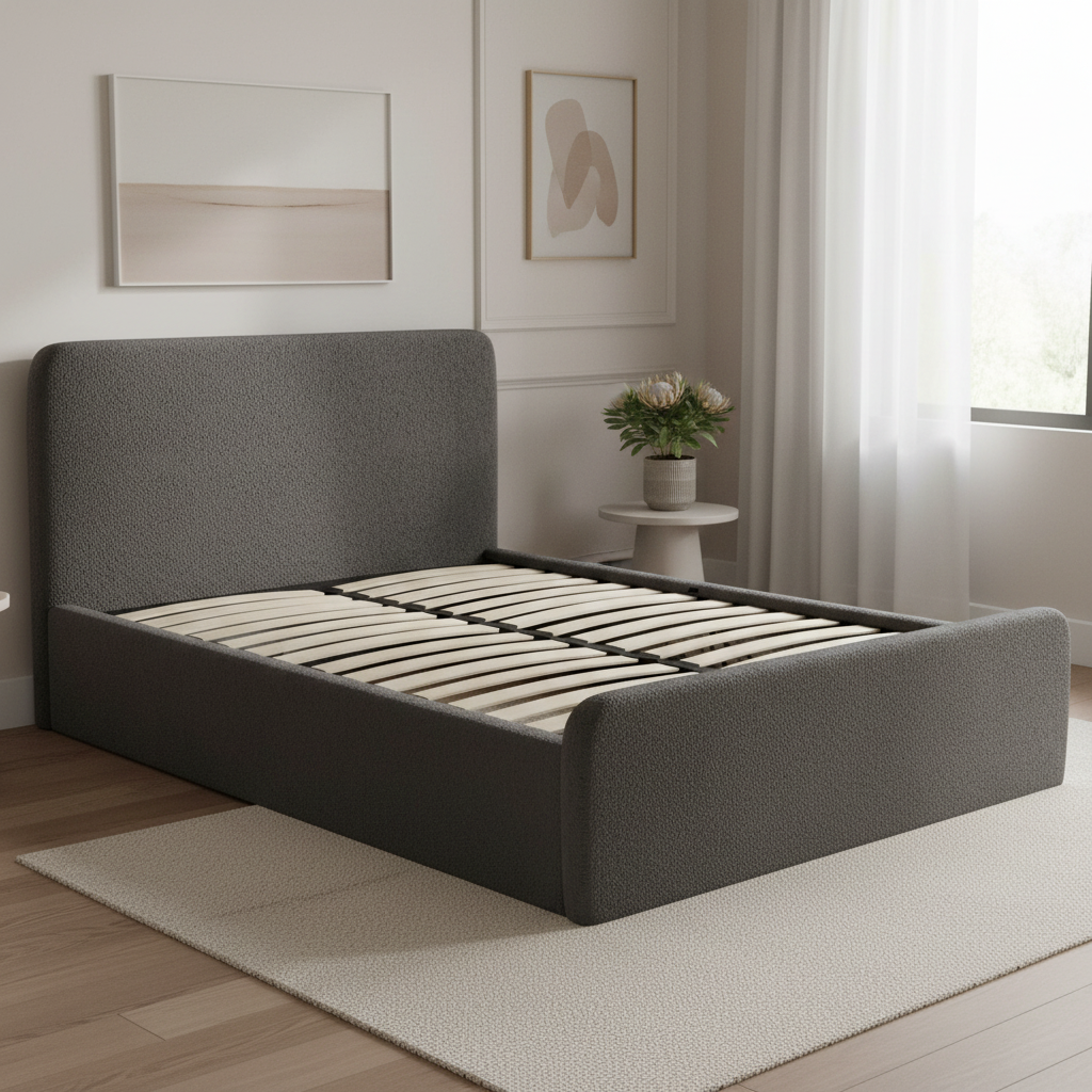 Aria bed in Dark Gray Boucle
