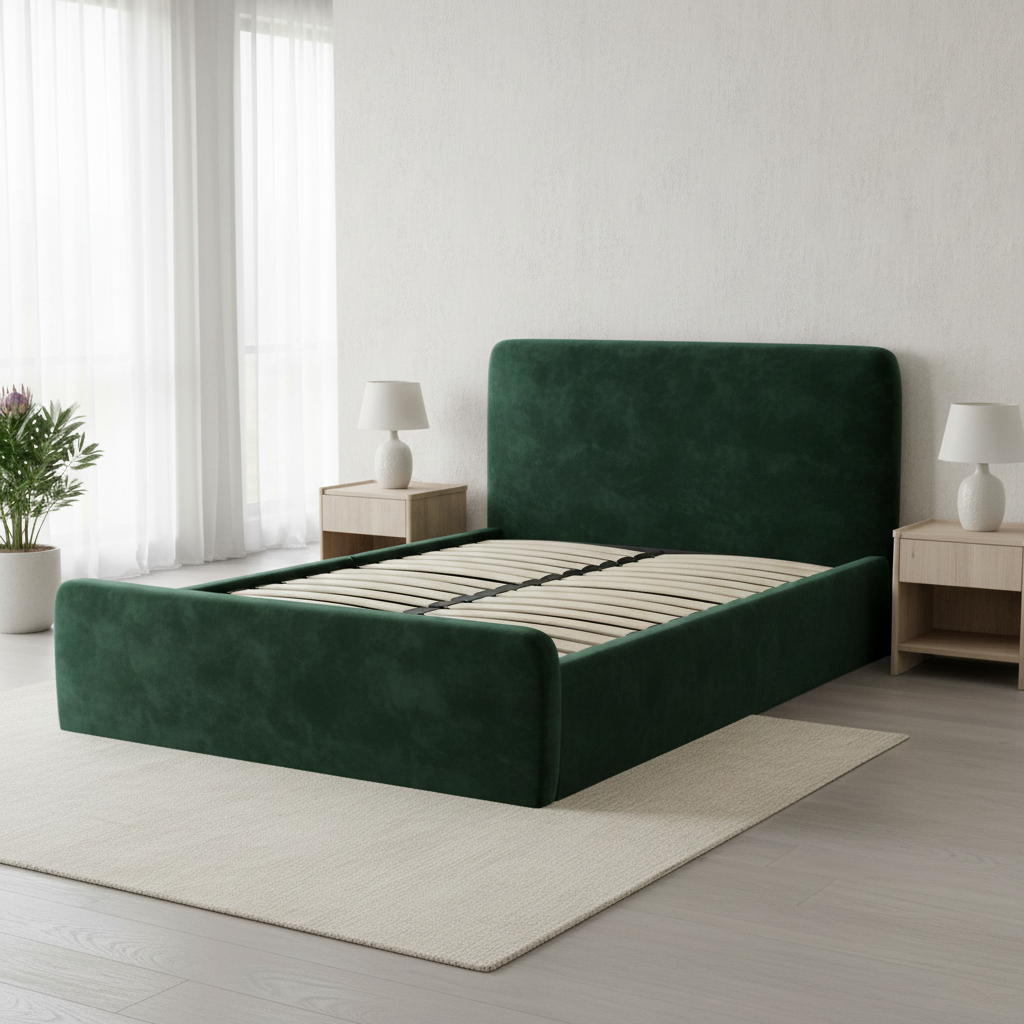 Aria bed in Green Velvet