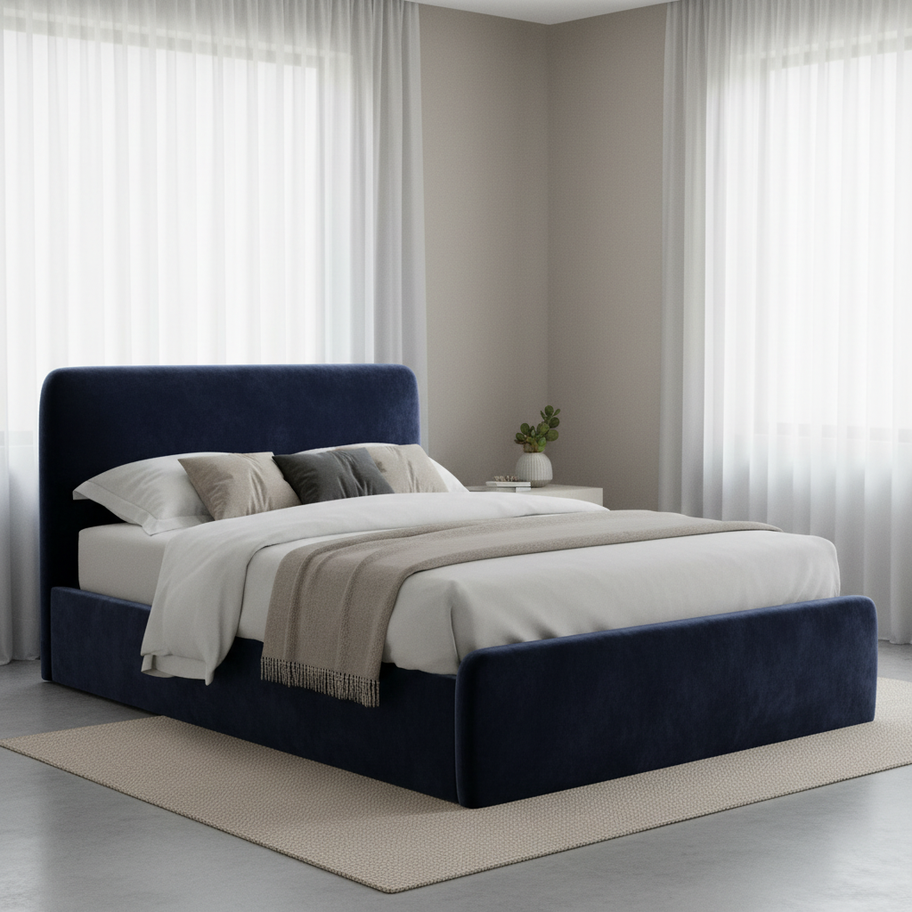 Aria bed in Navy Velvet