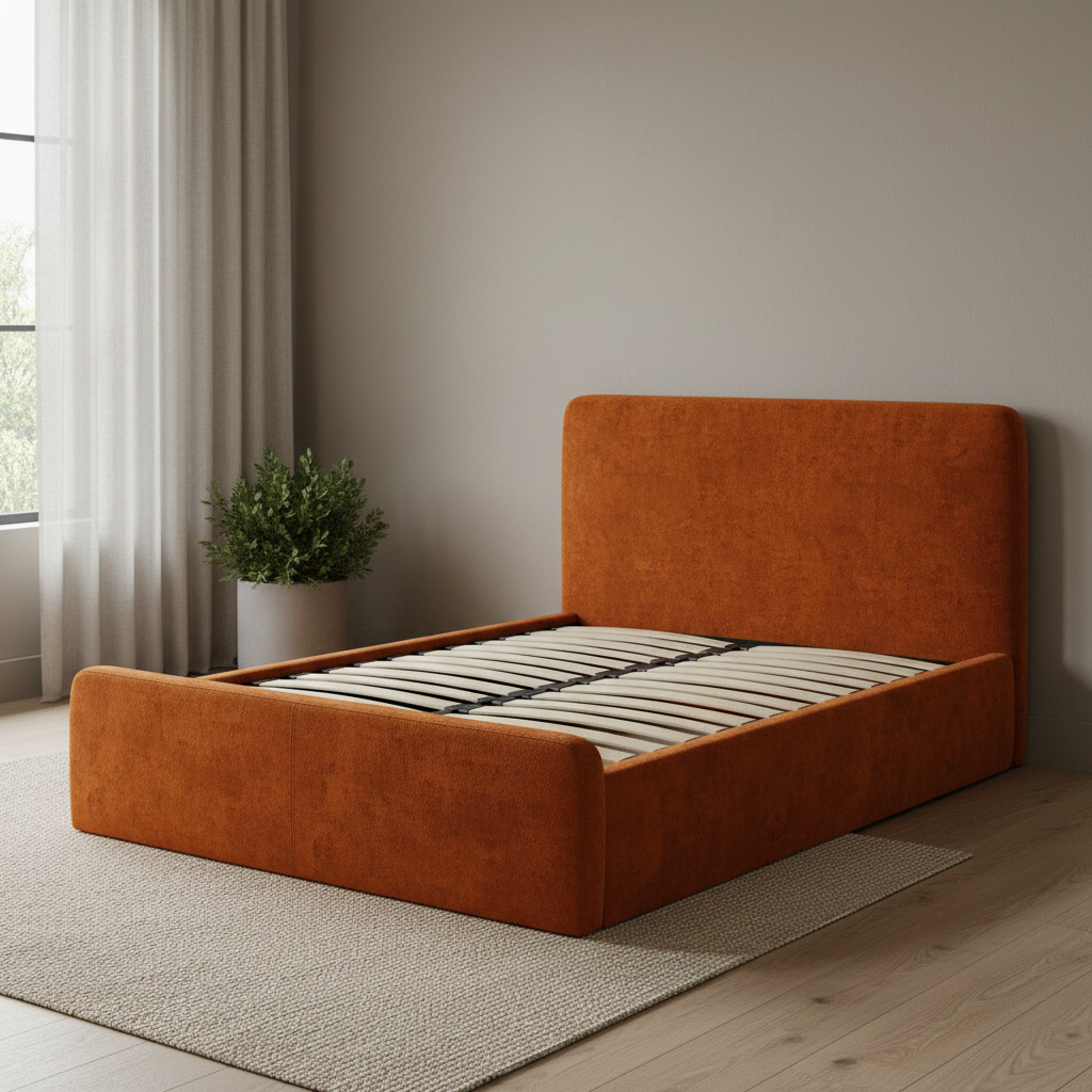 Aria bed in Orange Boucle