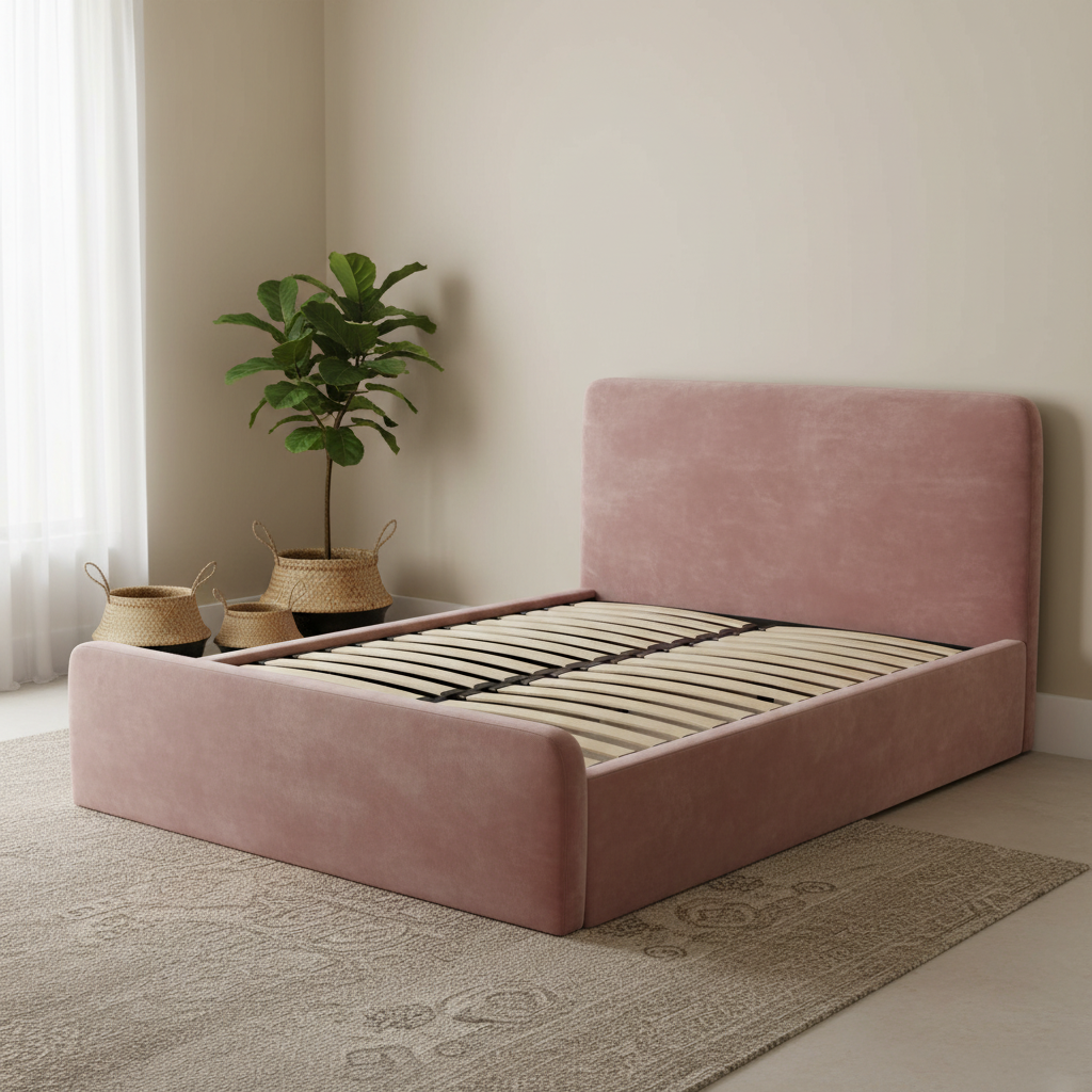 Aria bed in Pink Velvet