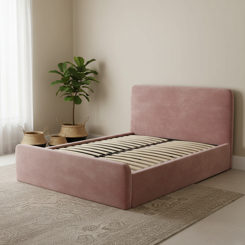 Aria bed in Pink Velvet