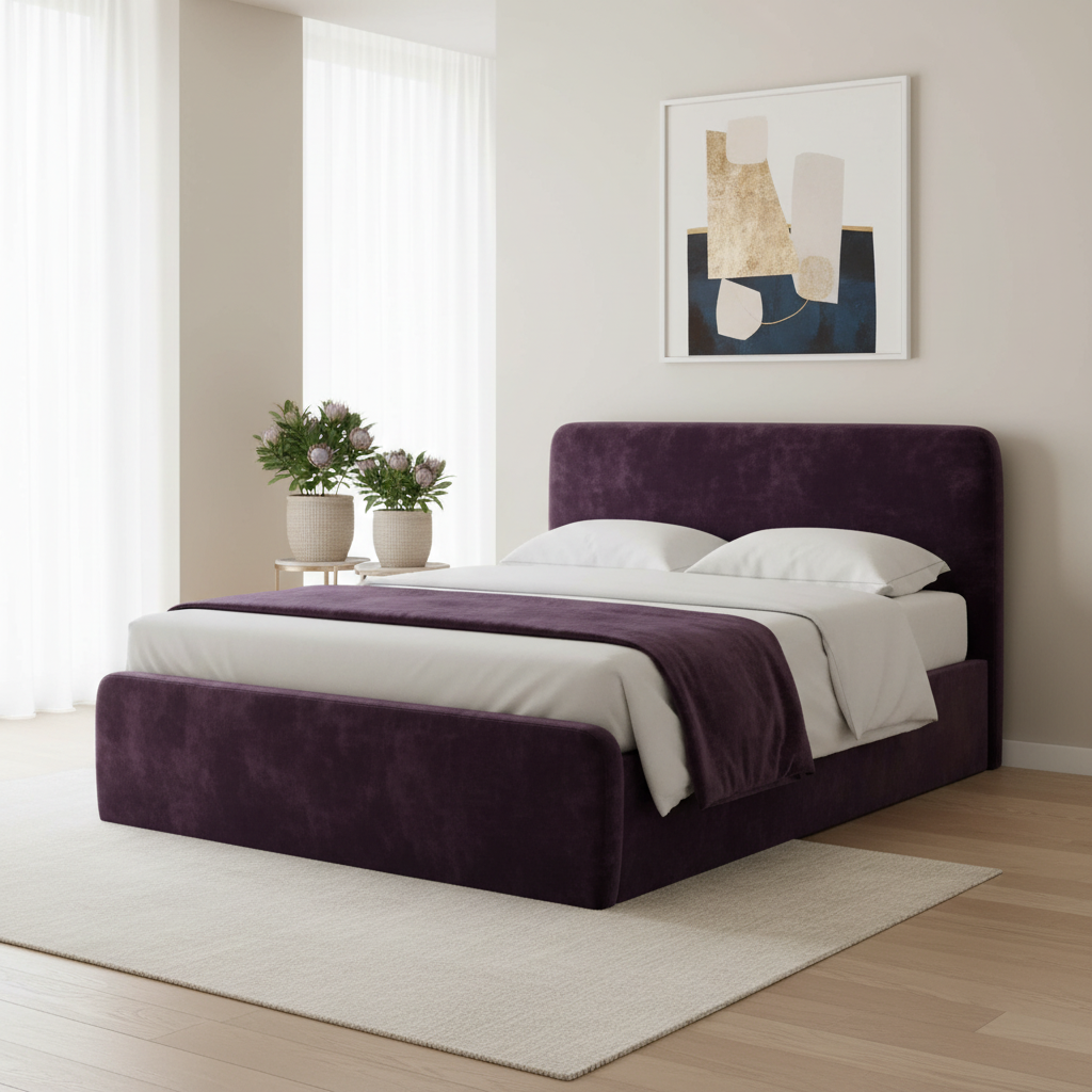 Aria bed in Purple Velvet
