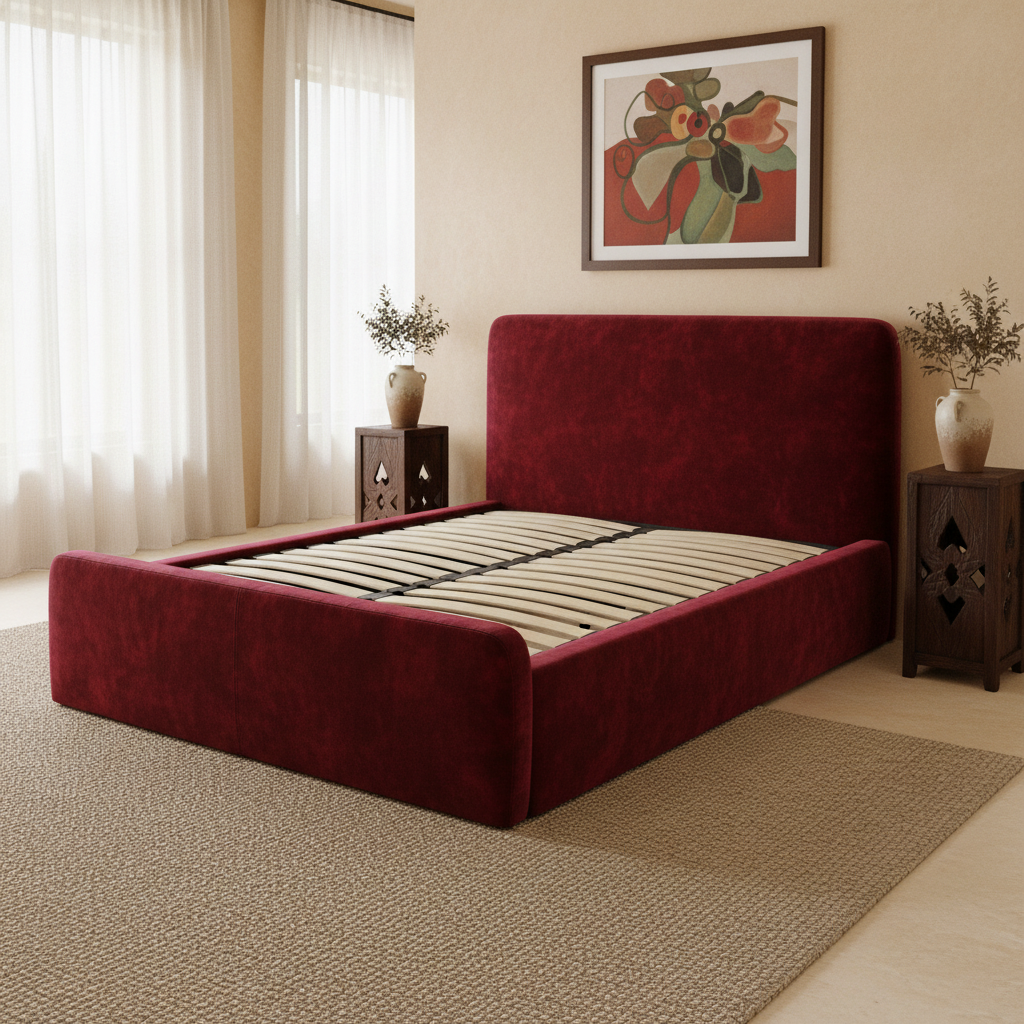Aria bed in Red Velvet