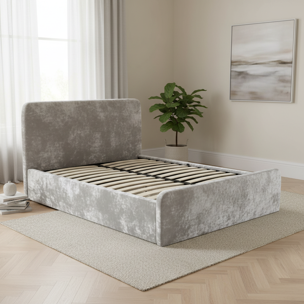 Aria bed in Silver Velvet