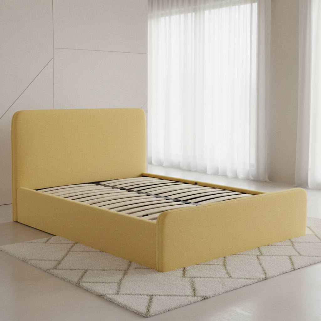 Aria bed in Yellow Linen