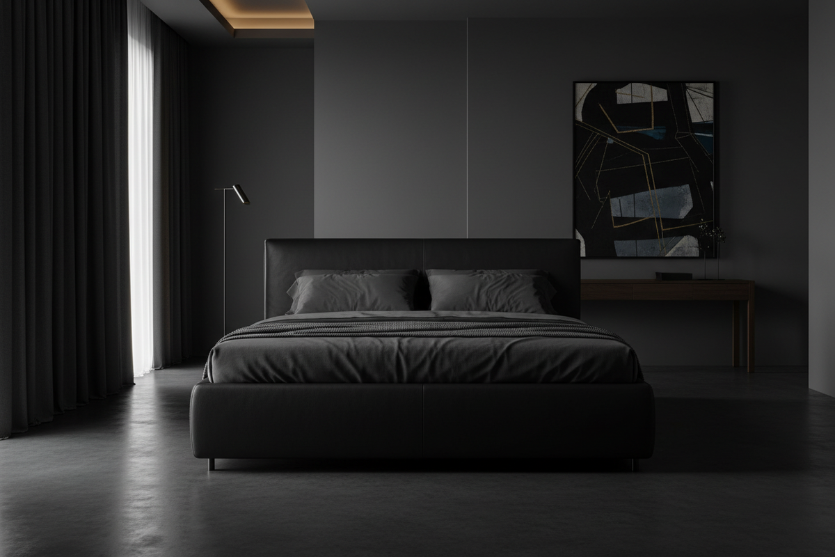 Bed - Black Leather
