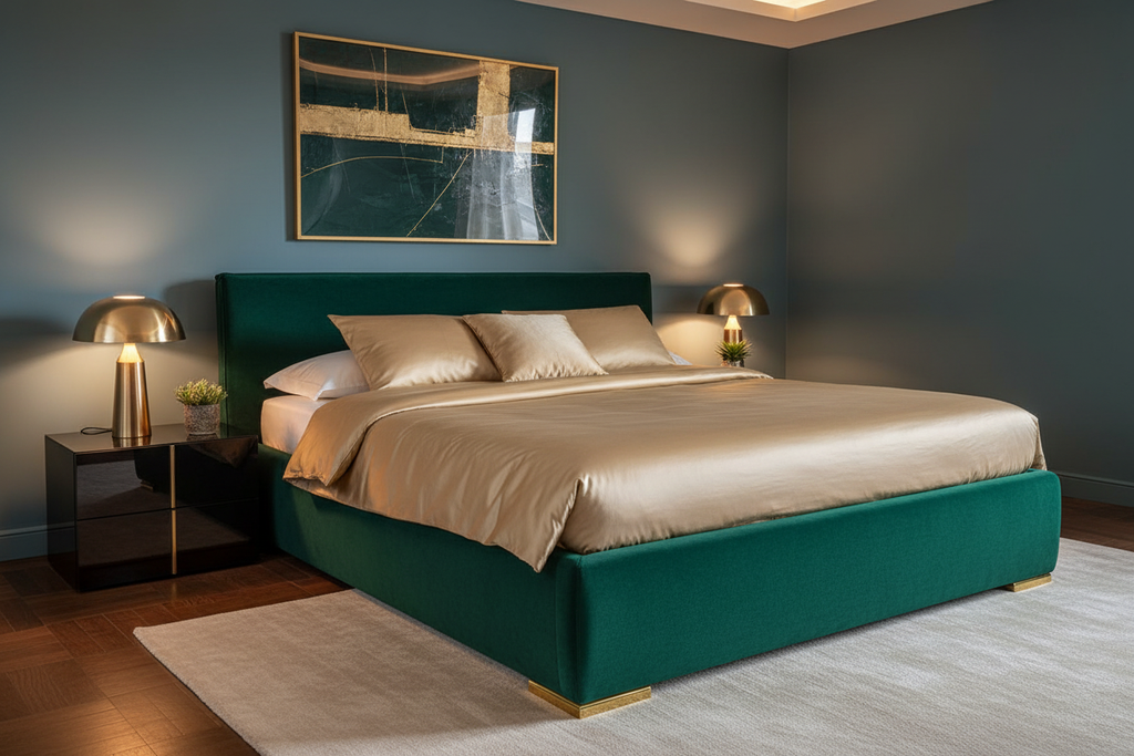 Bed - Green Velvet