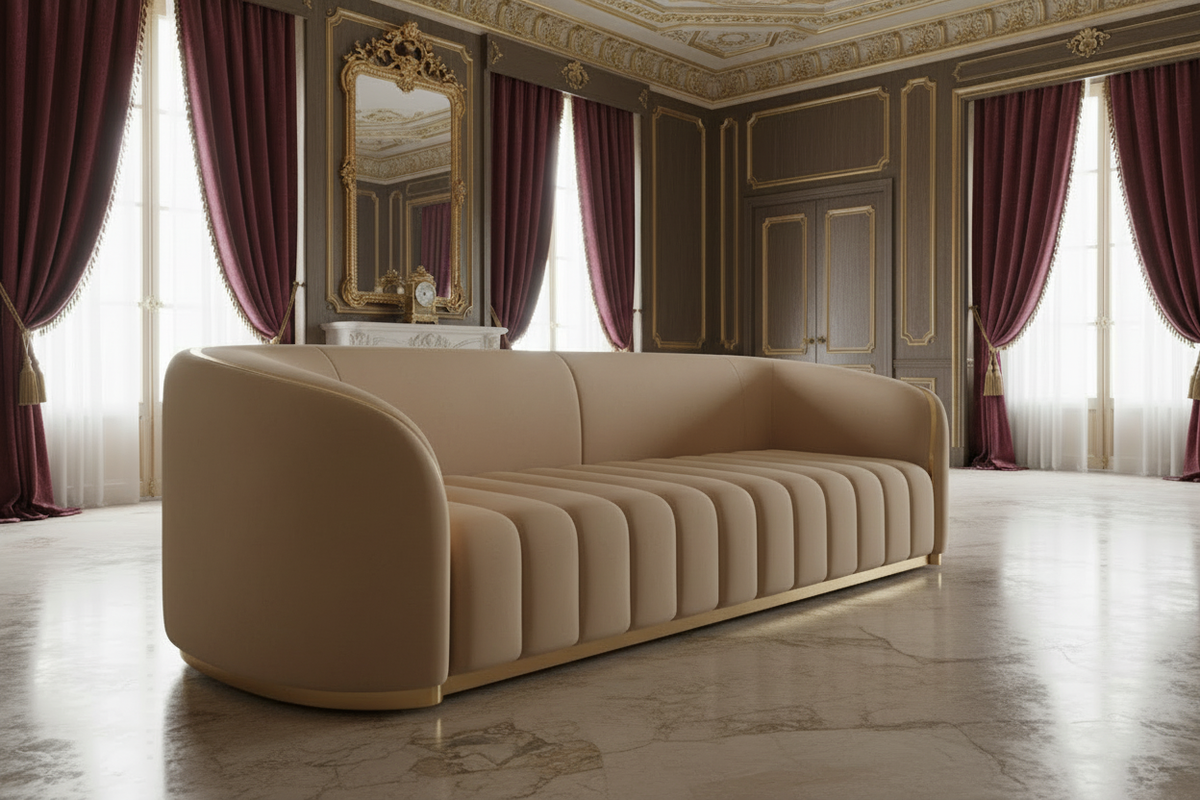 Beige Velvet Sofa