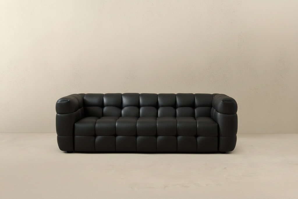 Black Leather Cube Sofa