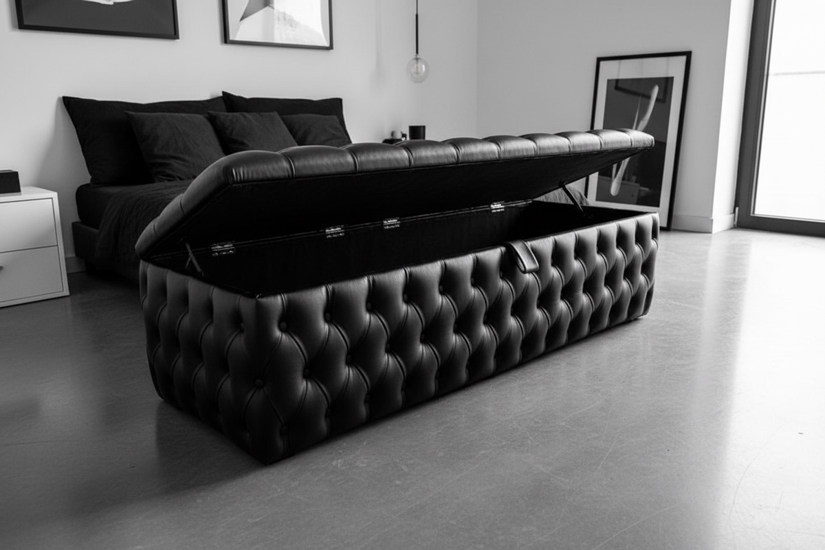 Black Leather Open Lid