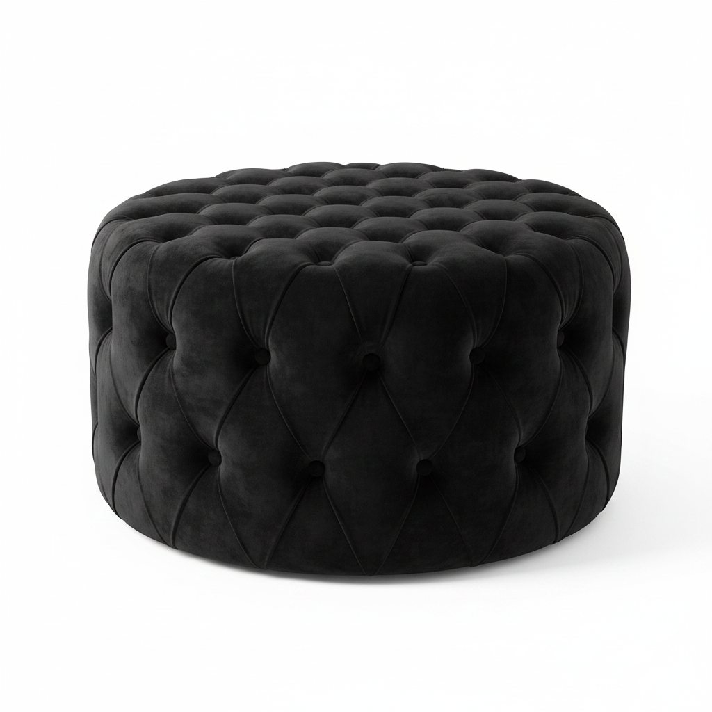 Black Round Ottoman