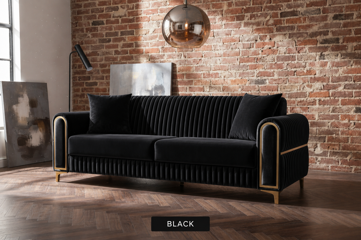 Black velvet sofa variant