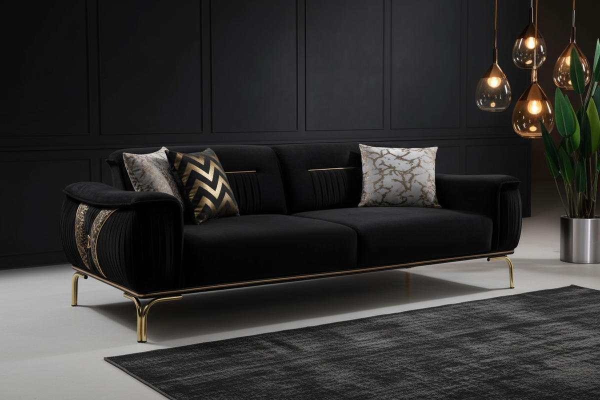 Black Velvet Sofa