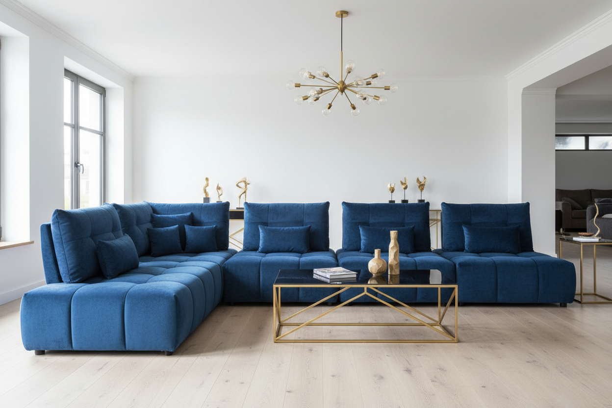 Modular Grid-Tufted Sectional Sofa Set