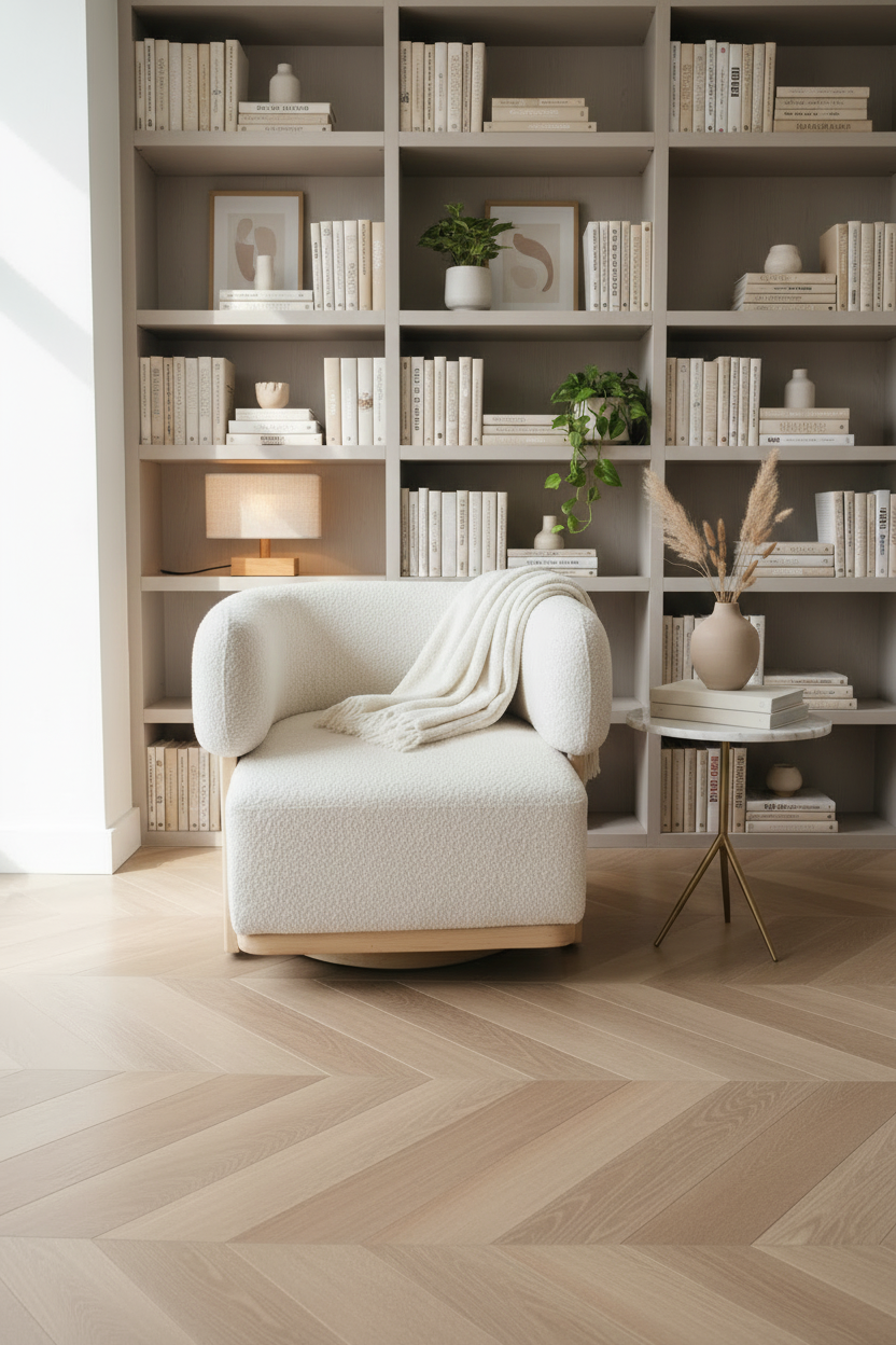 Boucle Barrel Chair - Reading Nook