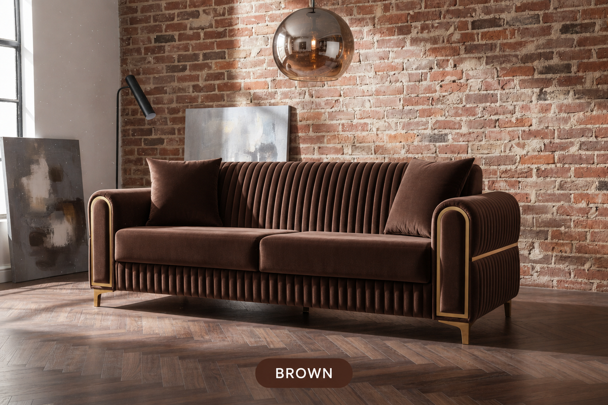 Brown velvet sofa variant
