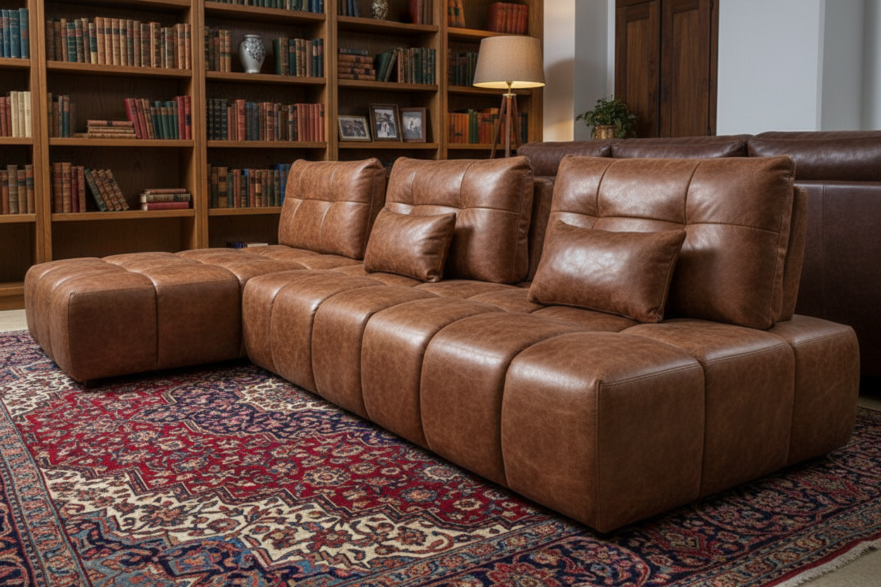 Modular Grid-Tufted Sectional Sofa Set