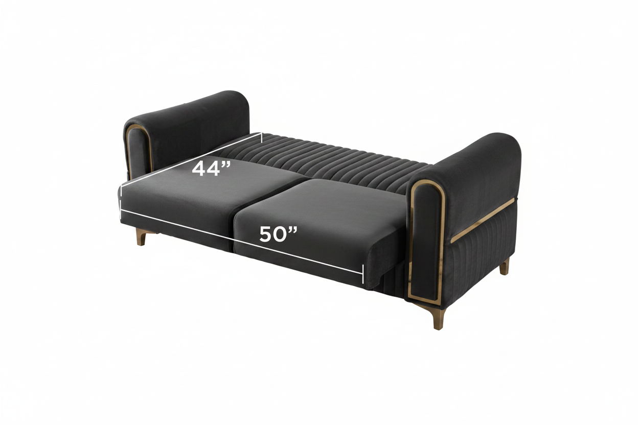 Charcoal Grey Sofa Bed Open