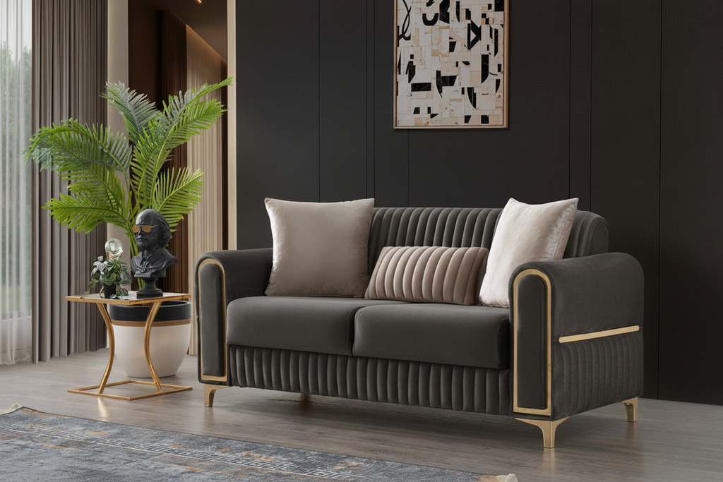 Charcoal Grey Velvet Sofa Bed