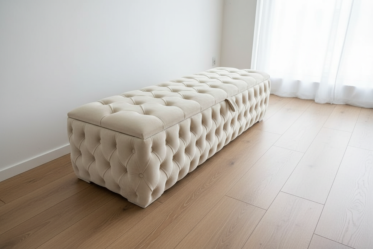 Cream White Velvet Blanket Box
